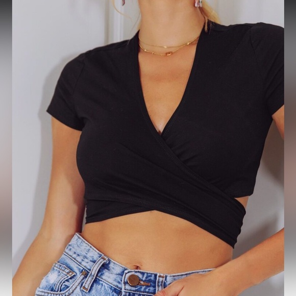 SHEIN Black V-Neck Wrap Blouse - Picture 3 of 6